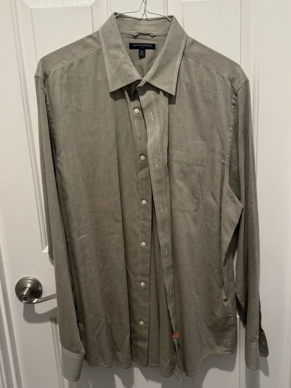 Mens Banana Republic Beige Button Down Shirt Size XL